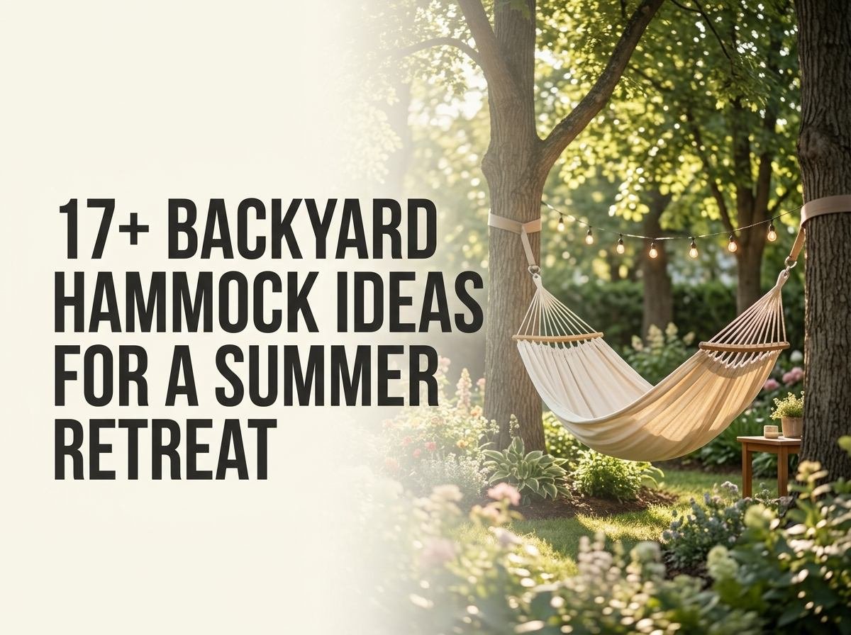 A backyard hammock retreat shaded by trees and surrounded by planting