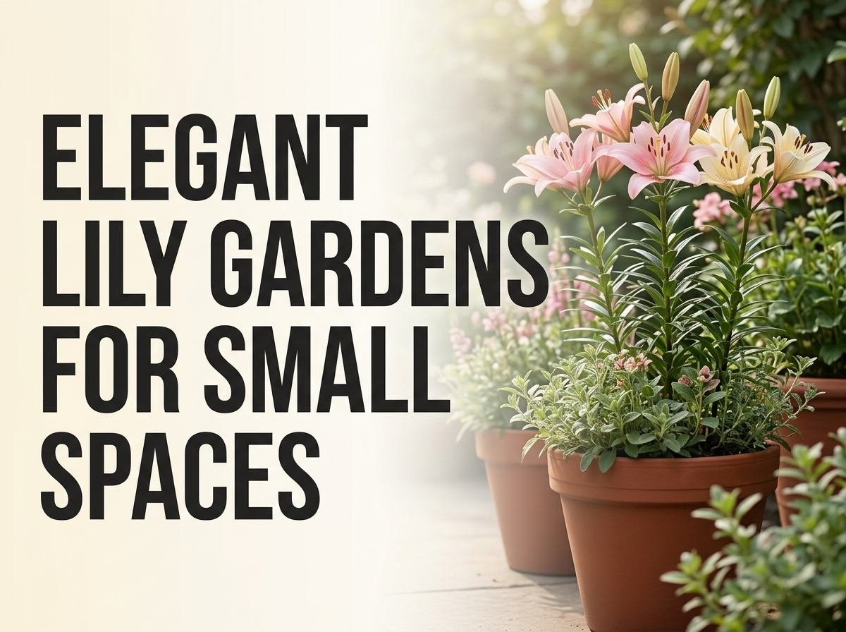 Elegant potted lilies arranged on a small patio garden